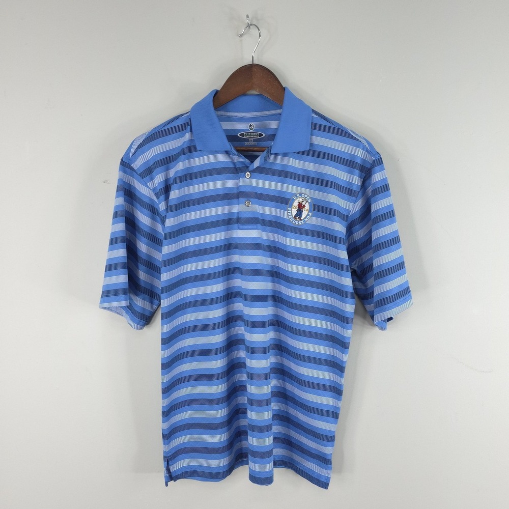 U.S. Open Pinehurst Shirt Mens Small Blue Stripe Golf Polo Putterboy 2014